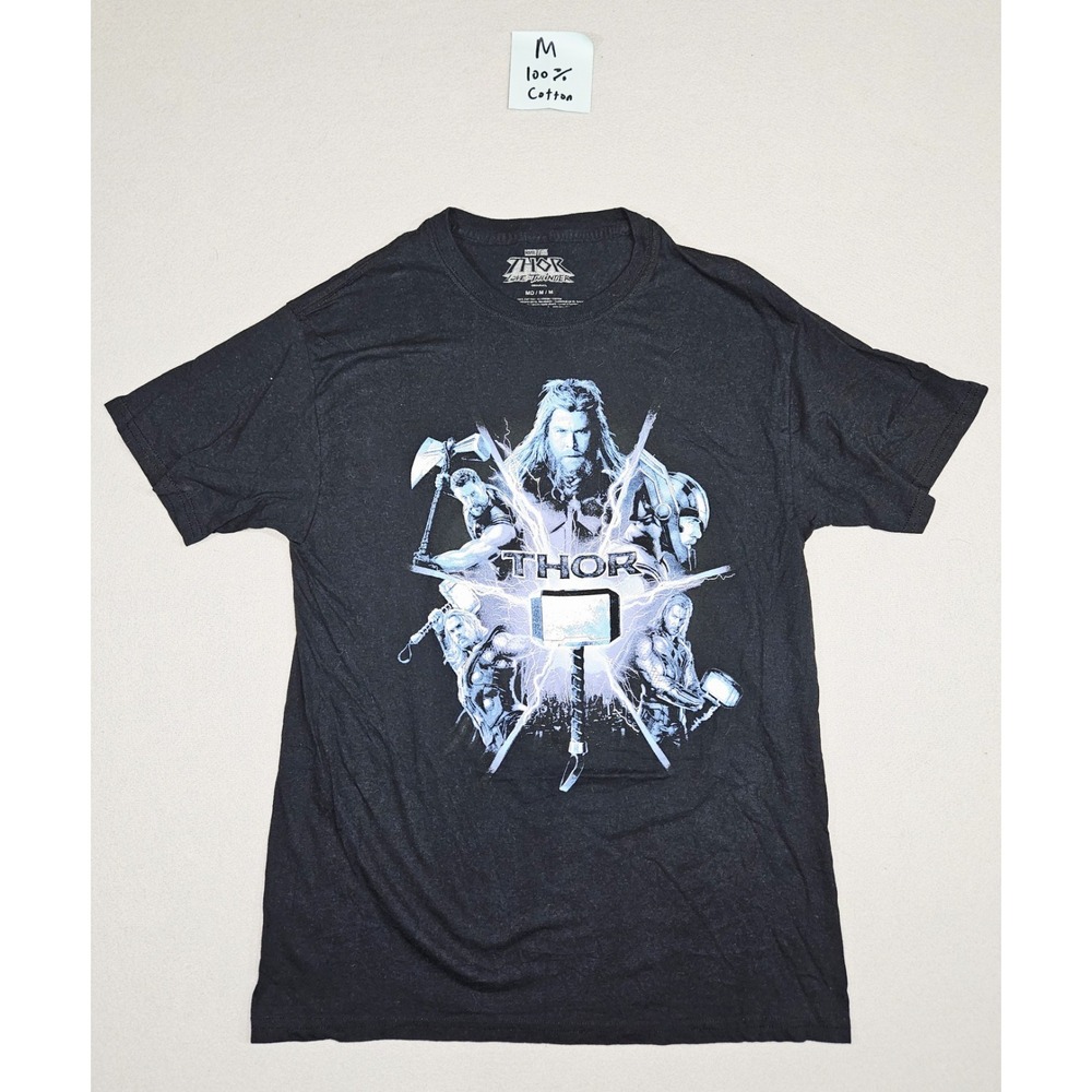 Marvel Studios Thor Love and Thunder Graphic T-Shirt Men's Medium Black Crew Nec